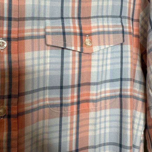 Vineyard Vines Slim Crosby Shirt S Men Orange Gray Plaid Cotton - Picture 5 of 8
